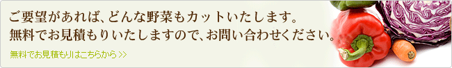 ご要望があれば、どんな野菜もカットいたします。無料でお見積もりいたしますので、お問い合わせください。
